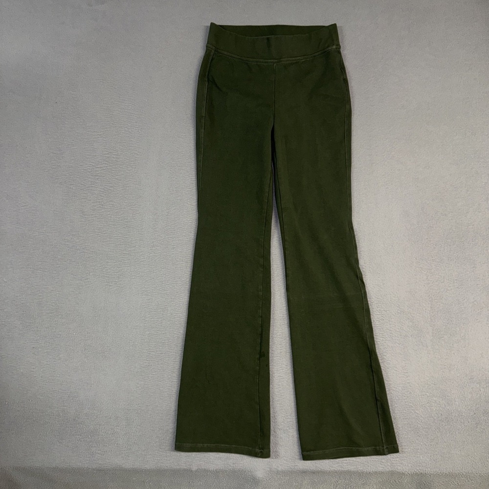Lands End Pants Womens XS (2-4) Green Flared Leg Starfish Stretch Cotton Yoga